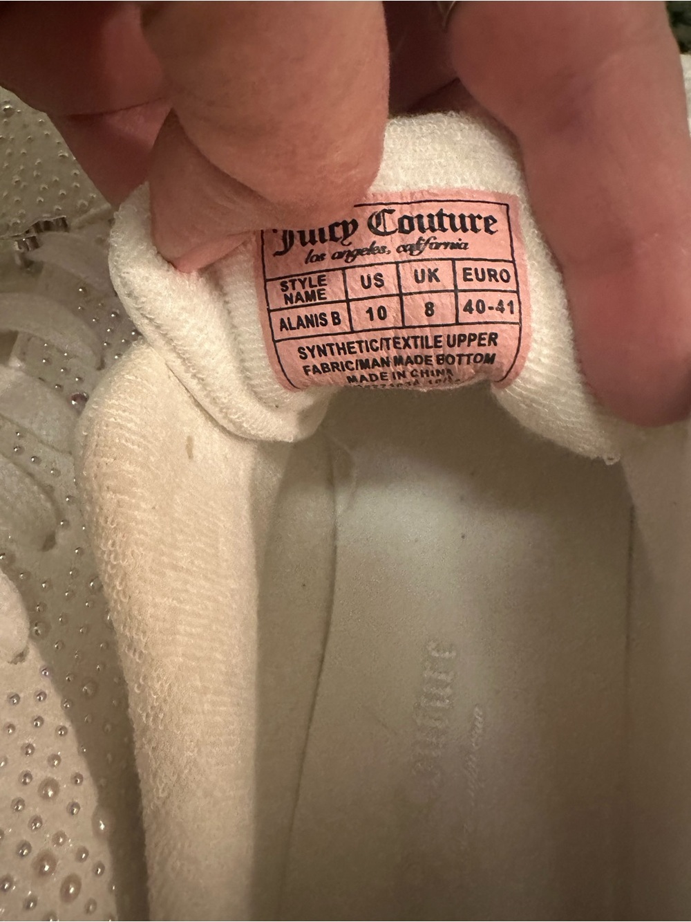 Juicy Couture White Crystal-Studded Lace-Up Sneakers - Picture 7 of 7